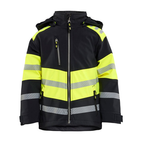 BLÅKLÄDER lasten softshell-takki musta/huomiokeltainen
